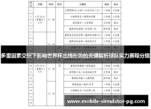 多重因素交织下影响世界杯出线形势的关键解析球队实力赛程分组